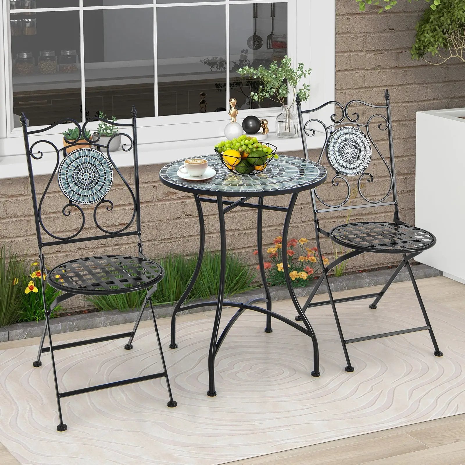 24 Inch Patio Bistro Table with Ceramic Tile Tabletop by DirectDeals