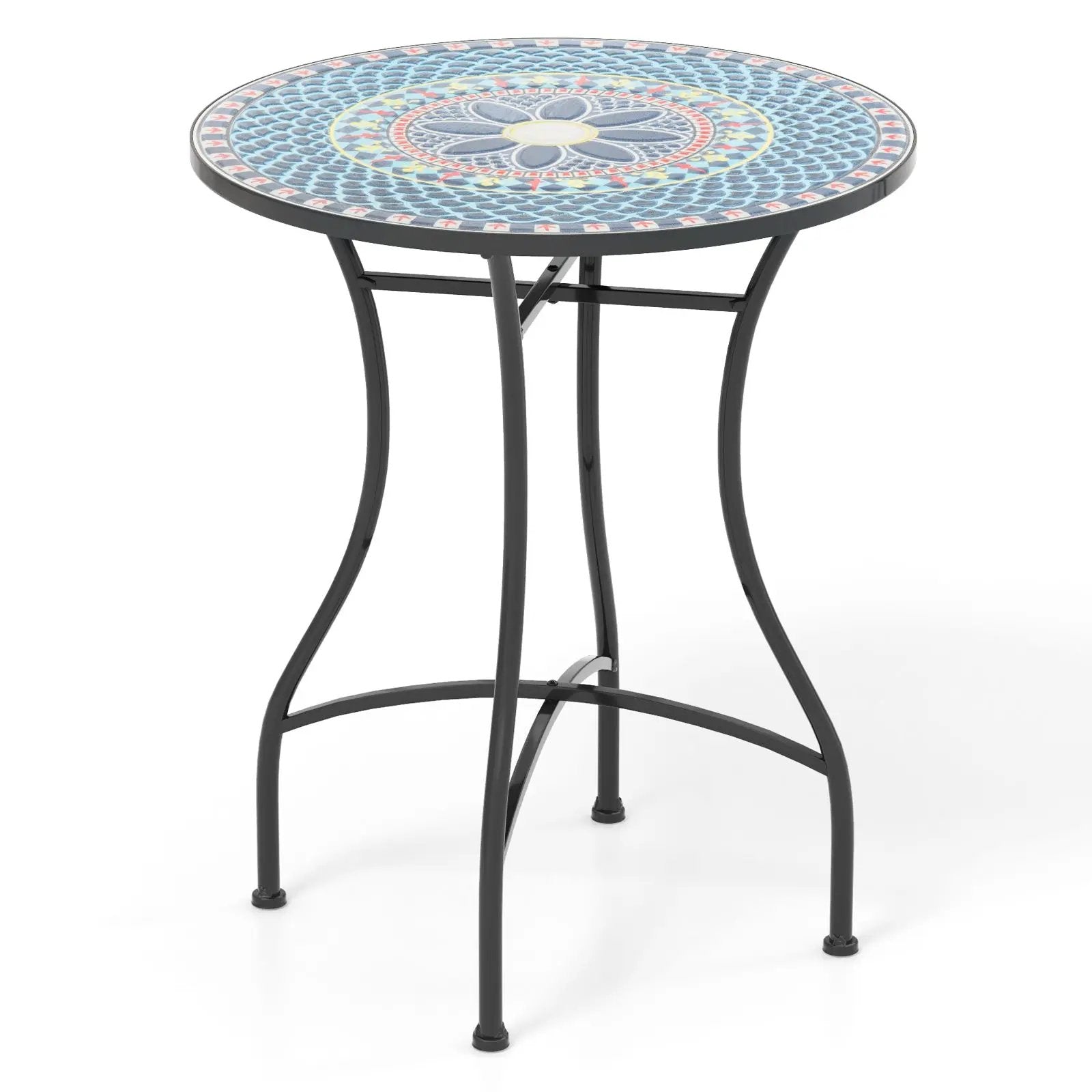 24 Inch Patio Bistro Table with Ceramic Tile Tabletop by DirectDeals