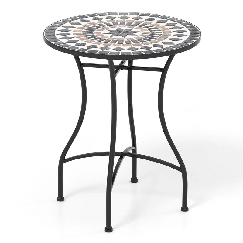 24 Inch Patio Bistro Table with Ceramic Tile Tabletop by DirectDeals