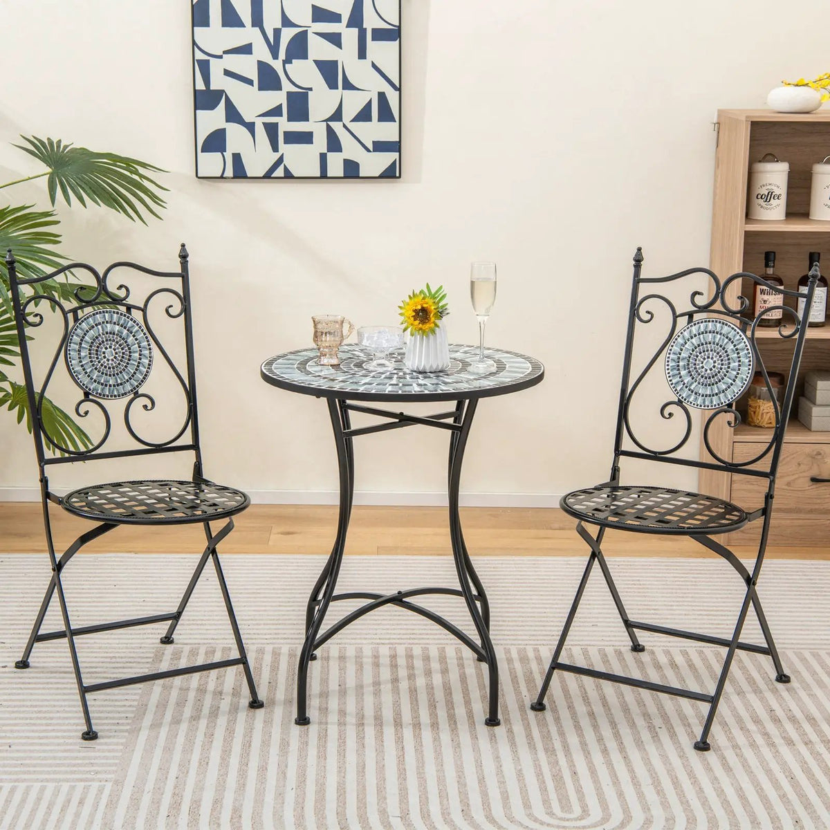 24 Inch Patio Bistro Table with Ceramic Tile Tabletop, photo 5 of 10