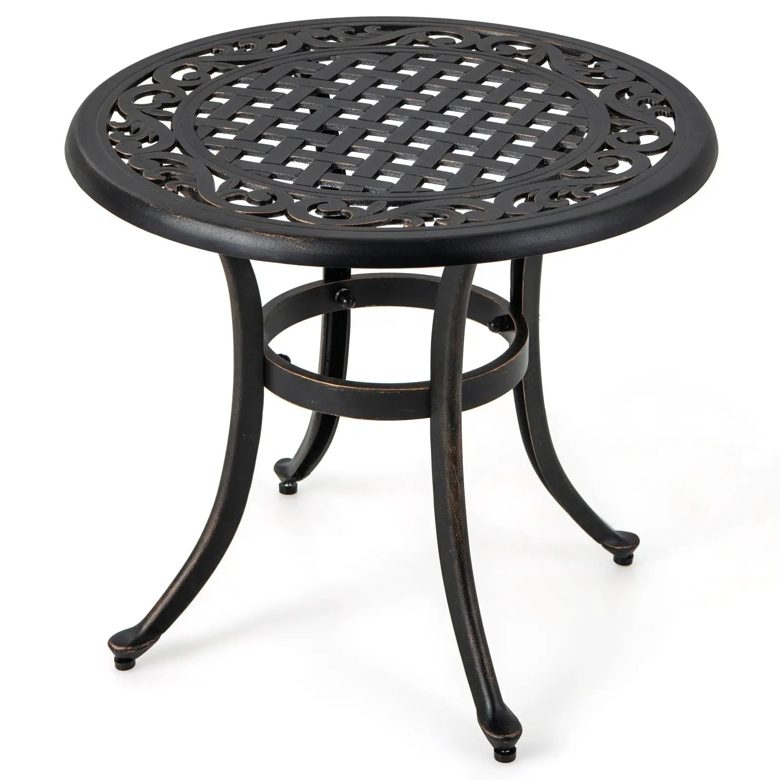 24 Inch Patio Side Table with Adjustable Footpads for Poolside Backyard Balcony-Rustic Brown by DirectDeals