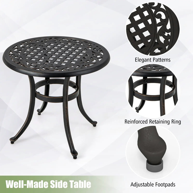 24 Inch Patio Side Table with Adjustable Footpads for Poolside Backyard Balcony-Rustic Brown by DirectDeals