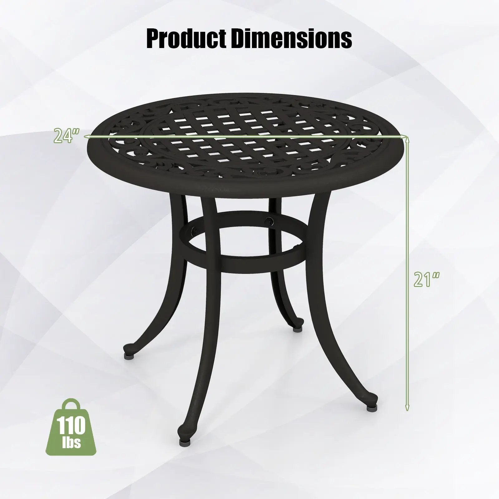 24 Inch Patio Side Table with Adjustable Footpads for Poolside Backyard Balcony-Rustic Brown by DirectDeals