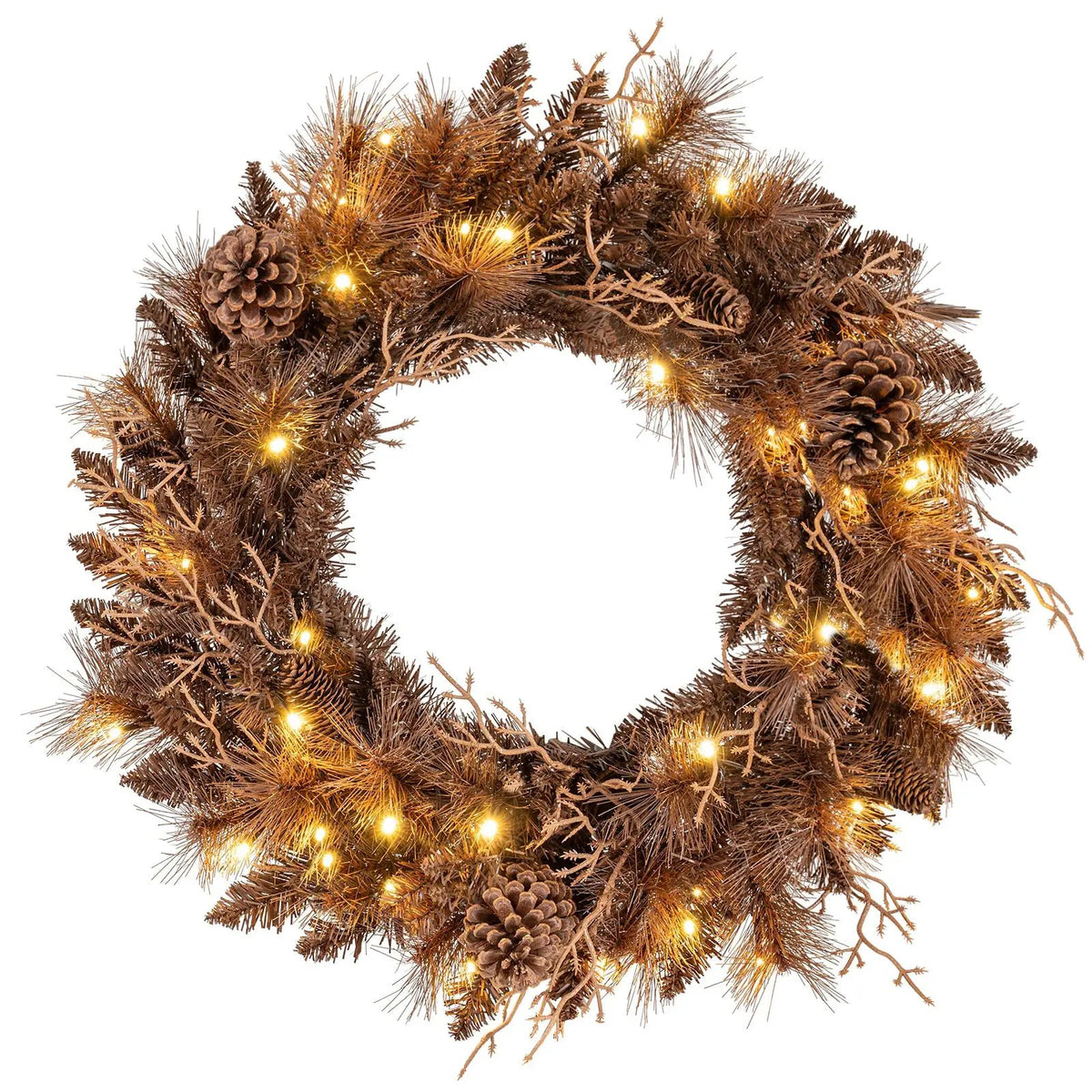 24 Inch Pre-lit Christmas Wreath with 105 Branch Tips and 35 Warm White LED Lights, photo 11 of 16