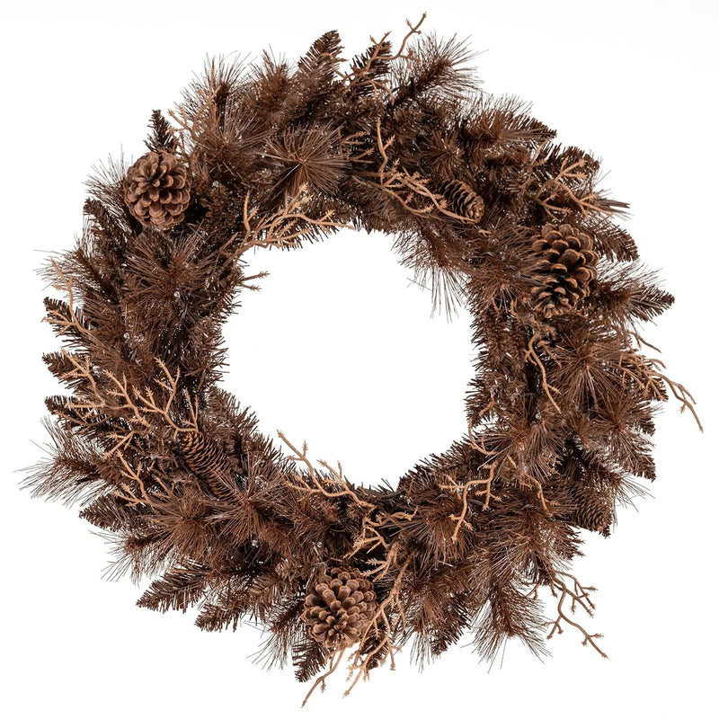 24 Inch Pre-lit Christmas Wreath with 105 Branch Tips and 35 Warm White LED Lights by DirectDeals
