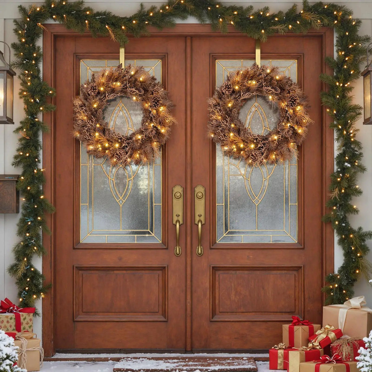 24 Inch Pre-lit Christmas Wreath with 105 Branch Tips and 35 Warm White LED Lights, photo 5 of 16