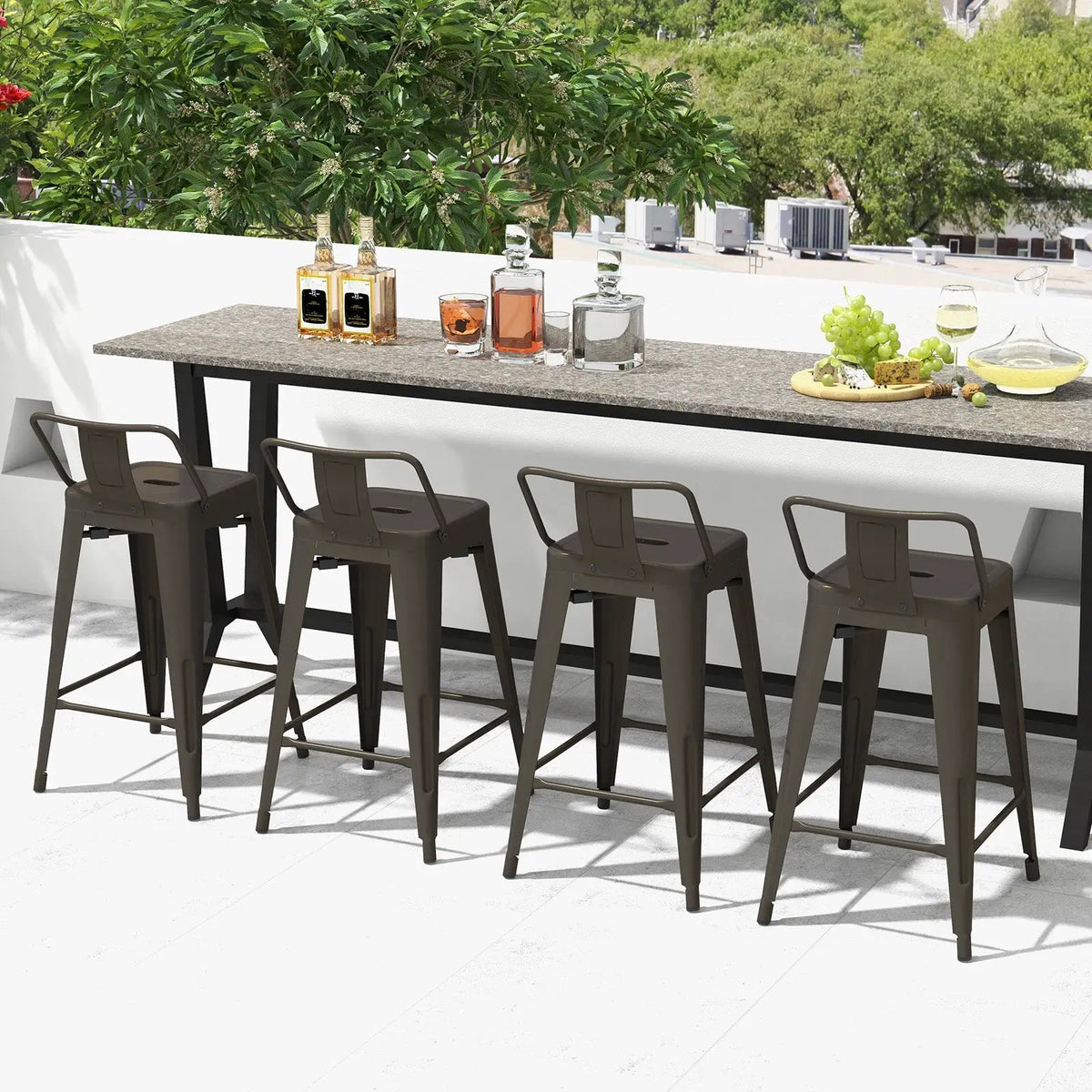 24 Inch Set of 4 Cafe Side Chairs with Rubber Feet and Removable Back by DirectDeals