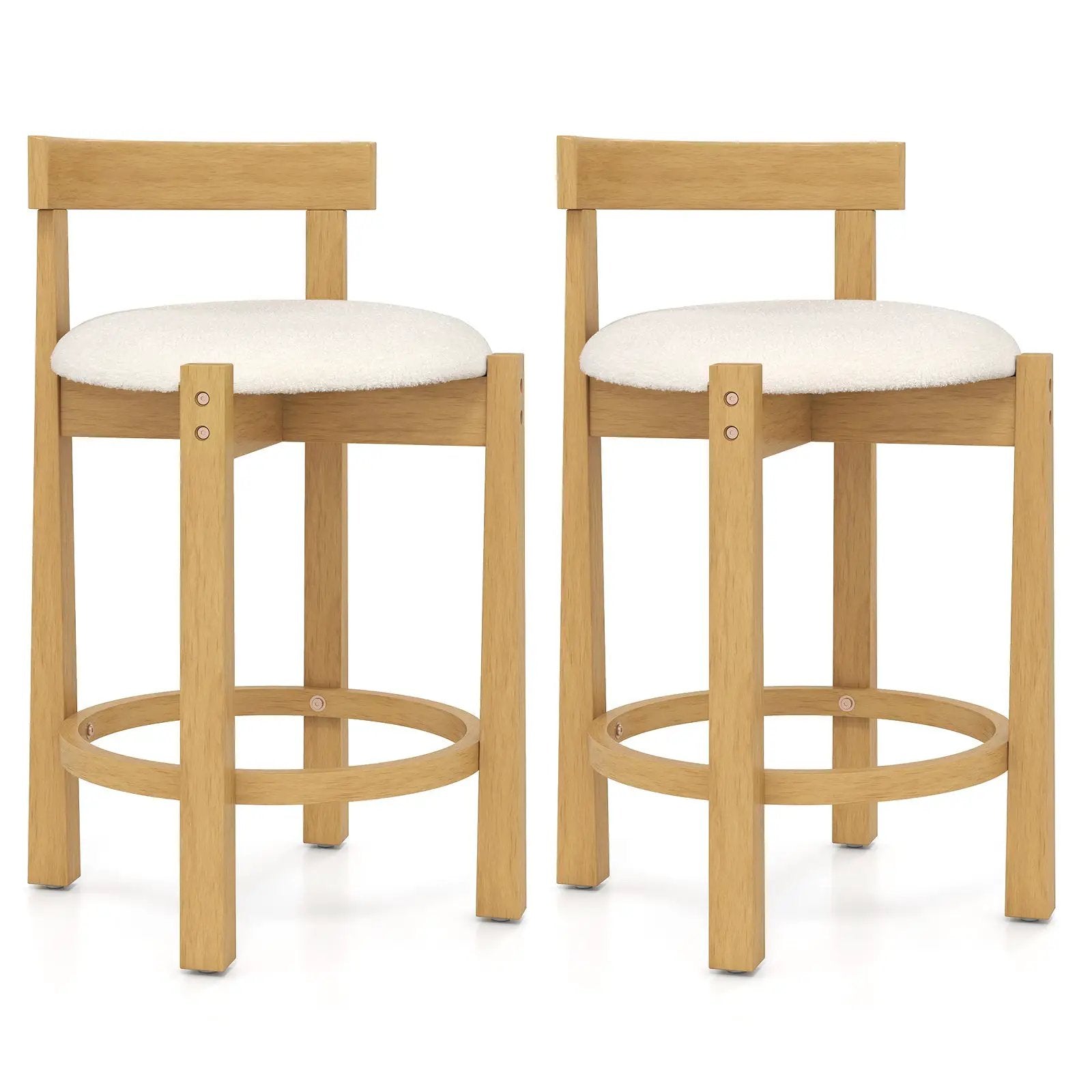 24 Inch Teddy Velvet Upholstered Counter Height Bar Stools with Backrests and Footrests by DirectDeals
