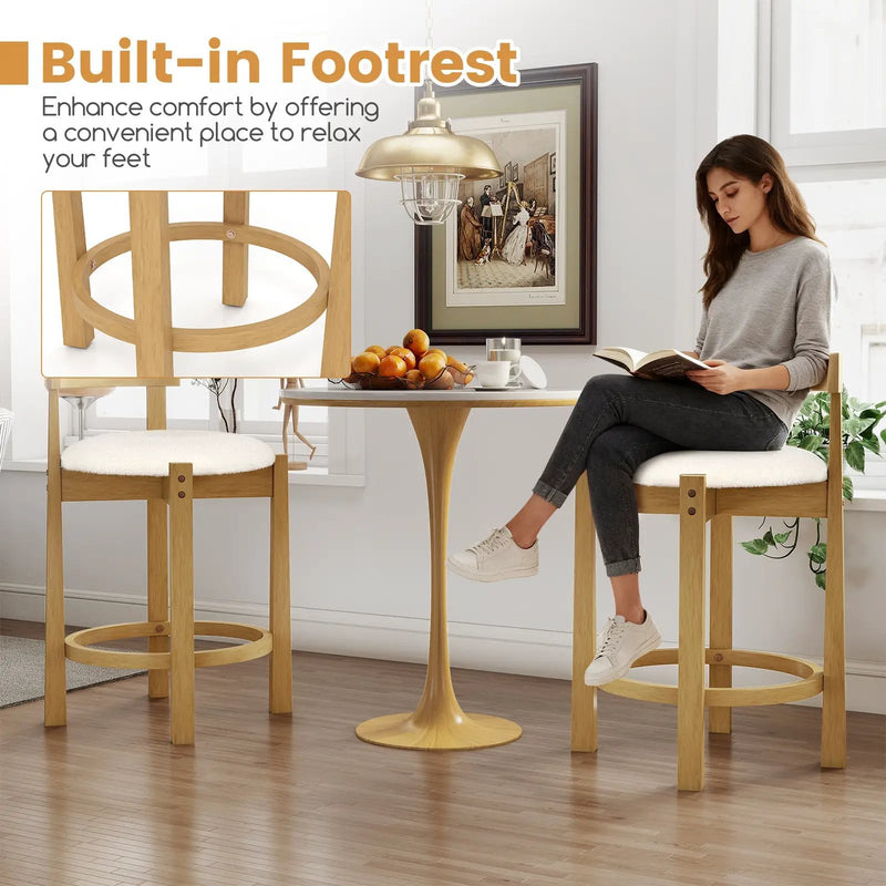 24 Inch Teddy Velvet Upholstered Counter Height Bar Stools with Backrests and Footrests by DirectDeals