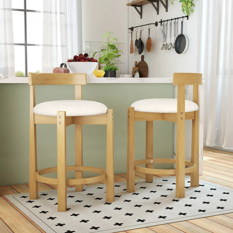 24 Inch Teddy Velvet Upholstered Counter Height Bar Stools with Backrests and Footrests by DirectDeals