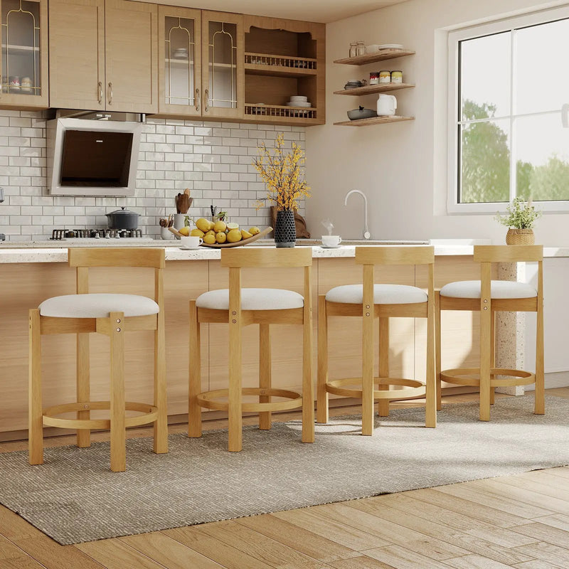 24 Inch Teddy Velvet Upholstered Counter Height Bar Stools with Backrests and Footrests by DirectDeals