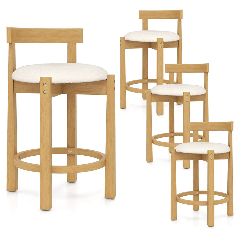24 Inch Teddy Velvet Upholstered Counter Height Bar Stools with Backrests and Footrests by DirectDeals