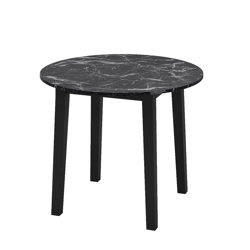 35 Inch Round Dining Table with Rubber Wood Legs and Marble-textured Veneer Tabletop by DirectDeals
