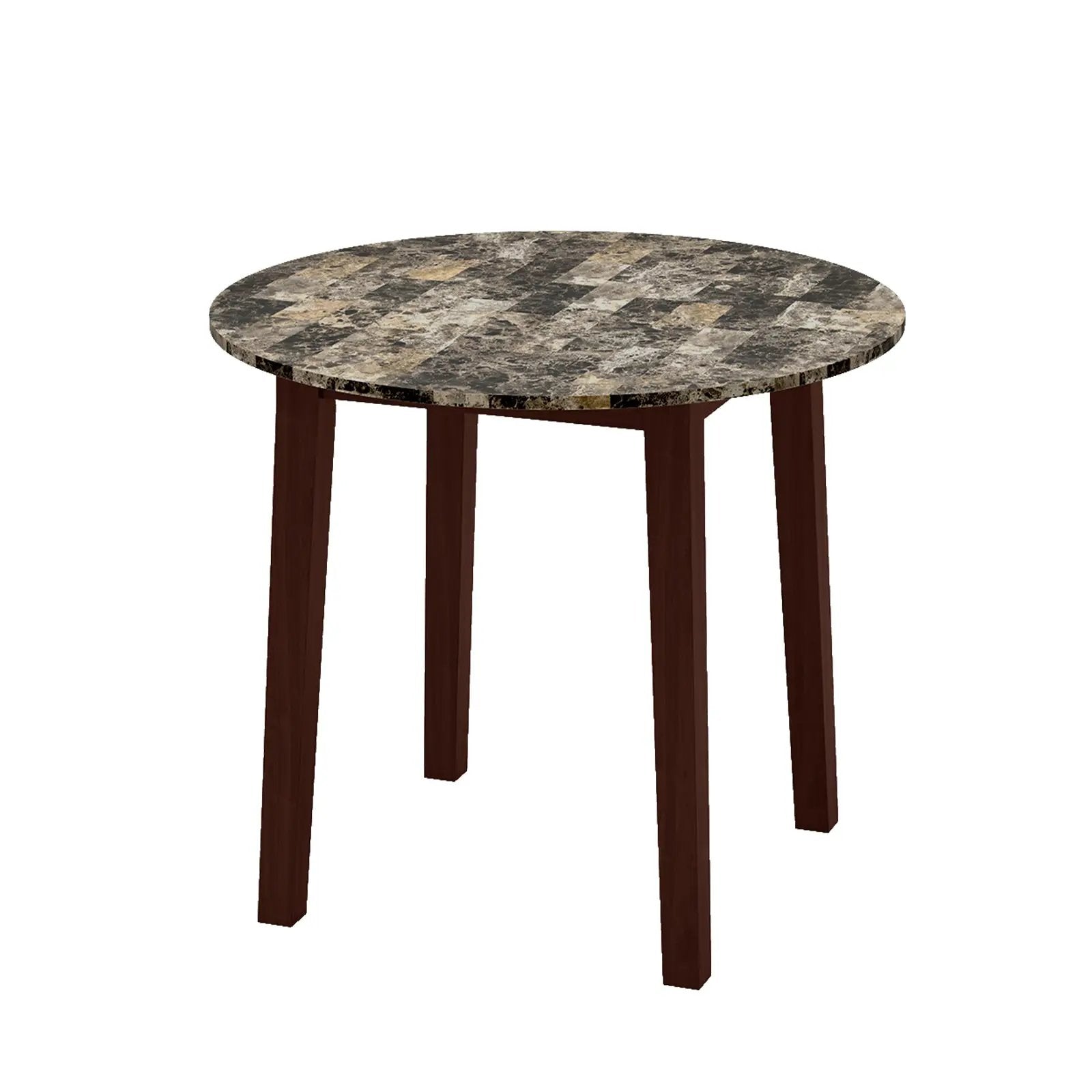 35 Inch Round Dining Table with Rubber Wood Legs and Marble-textured Veneer Tabletop by DirectDeals