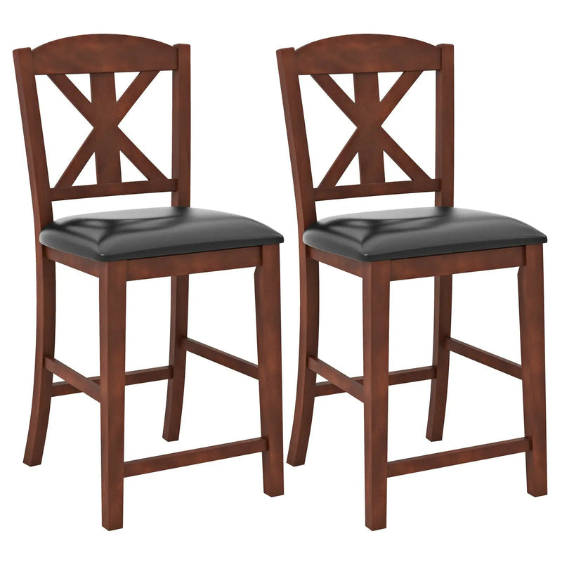 24 Inch Upholstered Dining Chair with Hollowed High Backrest Set of 2-Brown by DirectDeals