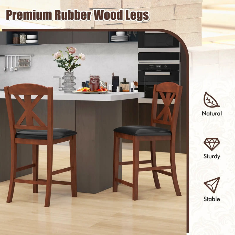 24 Inch Upholstered Dining Chair with Hollowed High Backrest Set of 2-Brown by DirectDeals