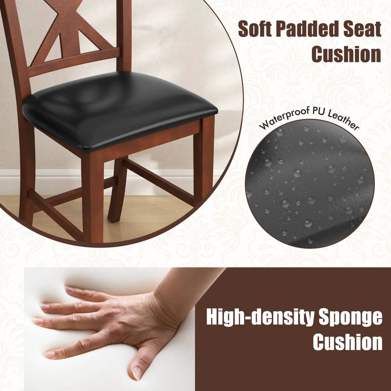 24 Inch Upholstered Dining Chair with Hollowed High Backrest Set of 2-Brown by DirectDeals