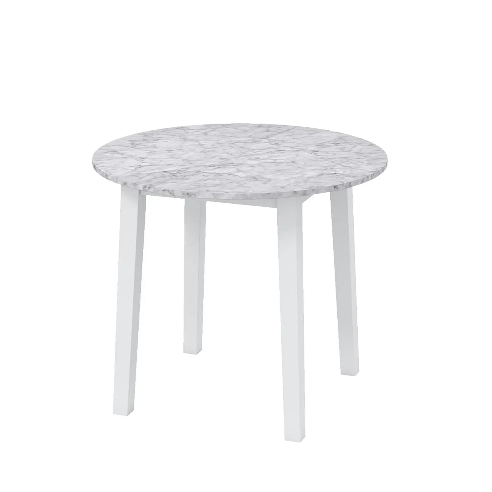 35 Inch Round Dining Table with Rubber Wood Legs and Marble-textured Veneer Tabletop by DirectDeals