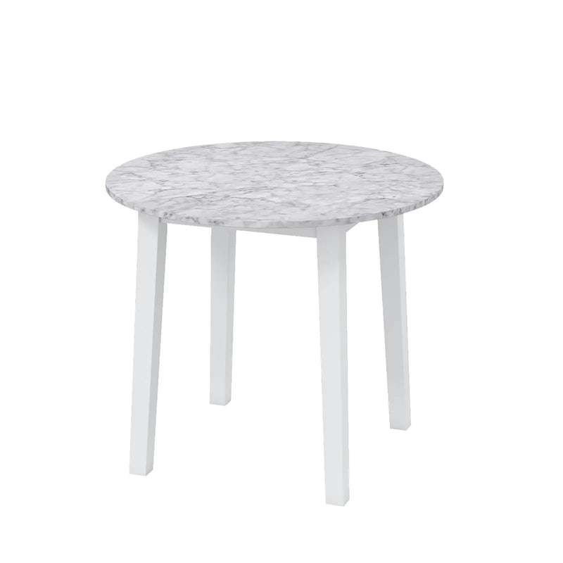 35 Inch Round Dining Table with Rubber Wood Legs and Marble-textured Veneer Tabletop by DirectDeals