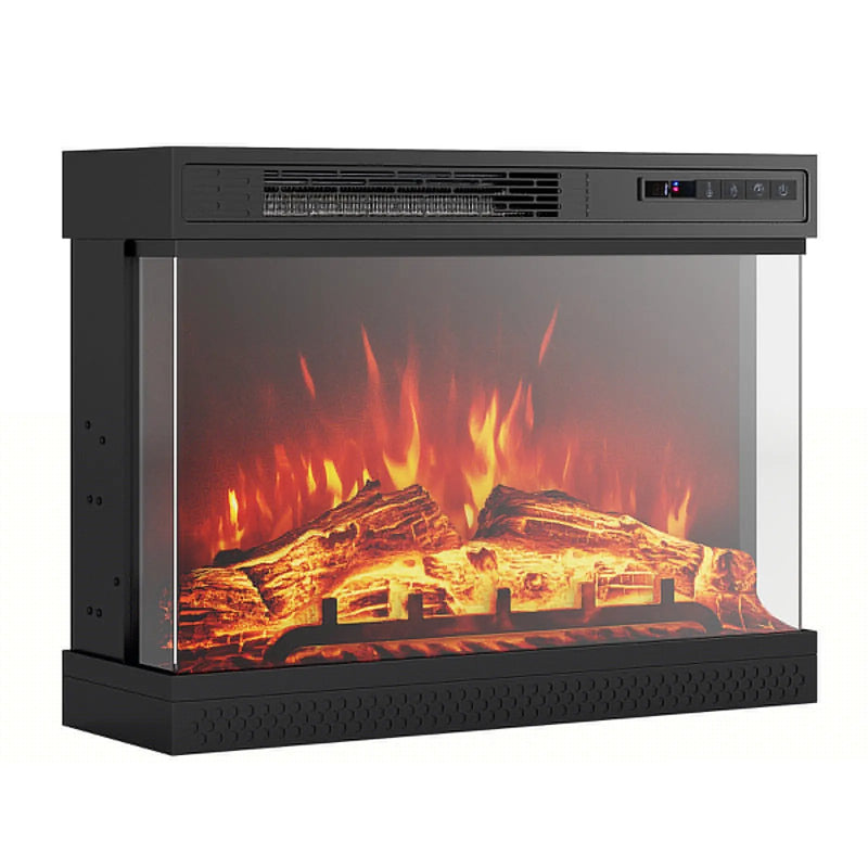 24 Inches 3-Sided Glass Electric Fireplace Heater with Remote Control by DirectDeals