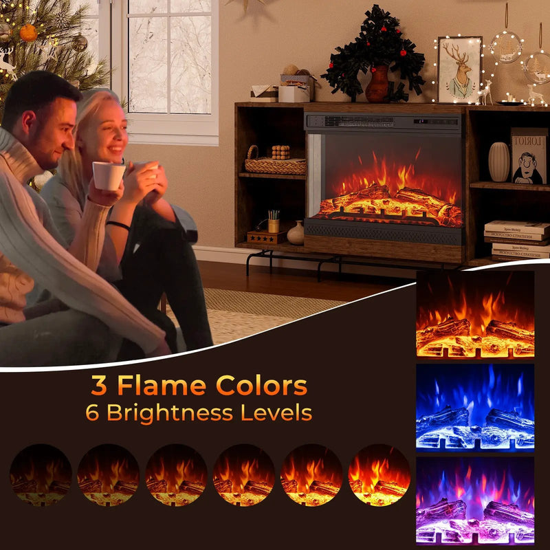 24 Inches 3-Sided Glass Electric Fireplace Heater with Remote Control by DirectDeals