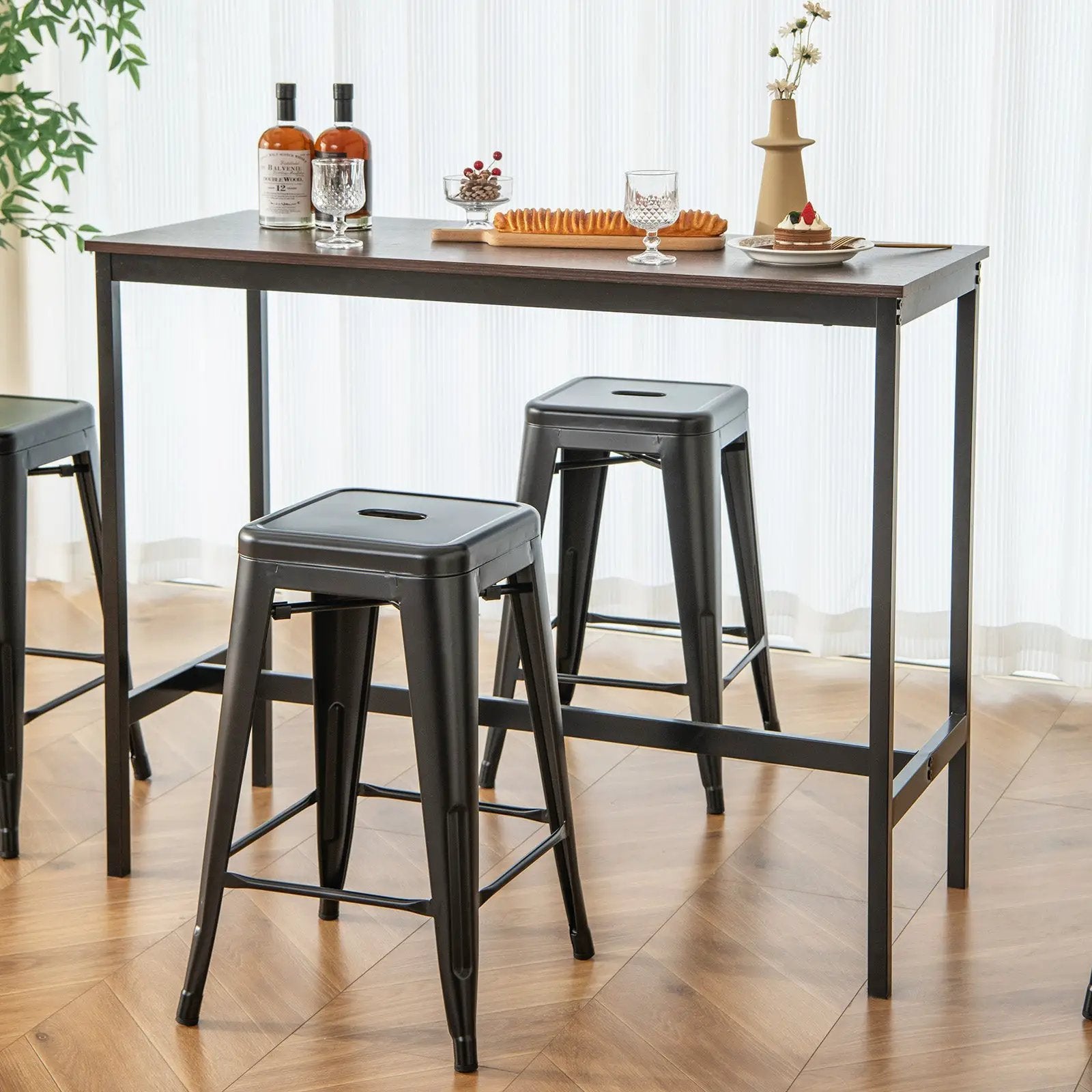 24 Inch Set of 4 Tolix Style Counter Height Barstool Stackable Chair by DirectDeals