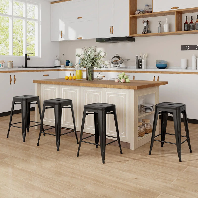 24 Inch Set of 4 Tolix Style Counter Height Barstool Stackable Chair by DirectDeals