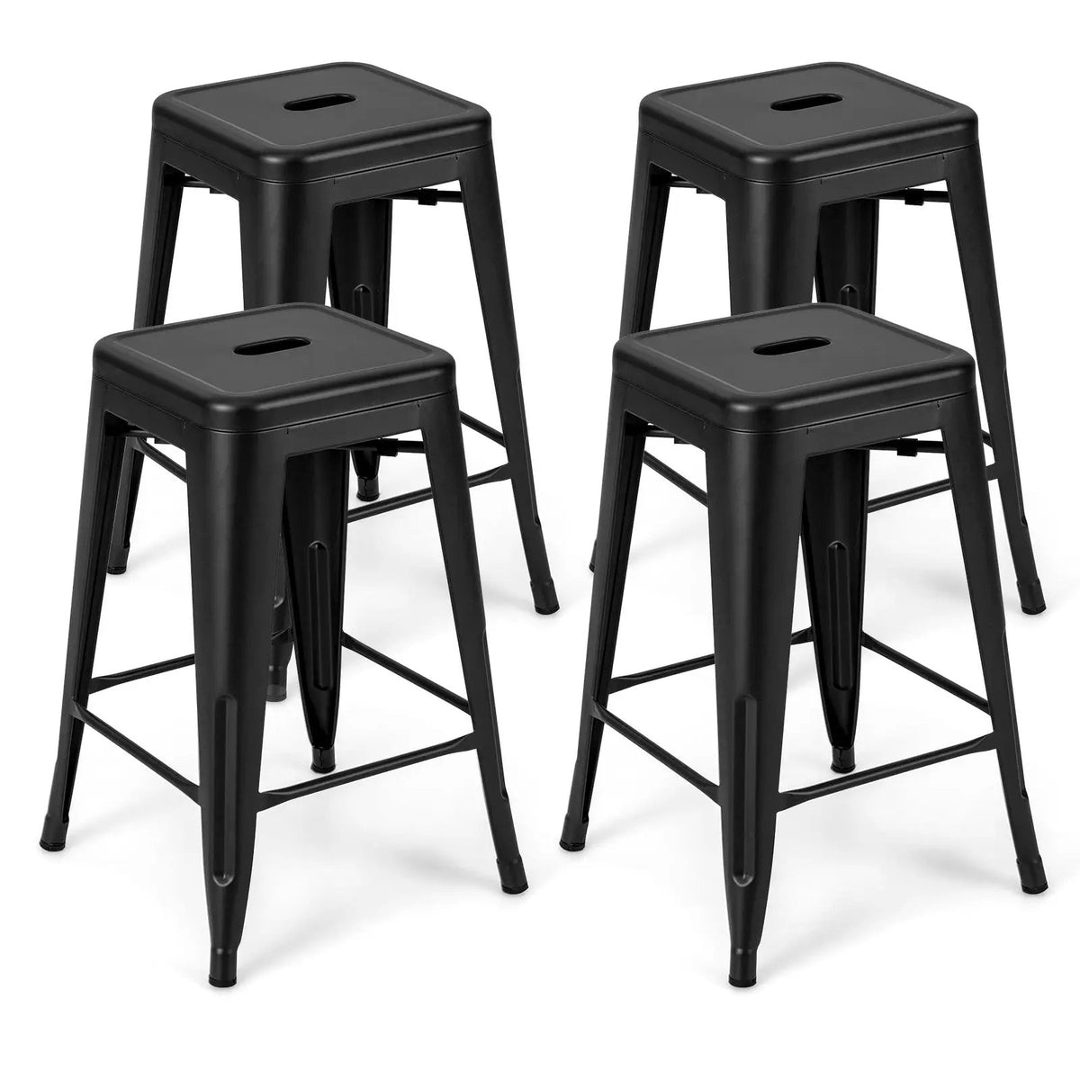 24 Inch Set of 4 Tolix Style Counter Height Barstool Stackable Chair, photo 3 of 9