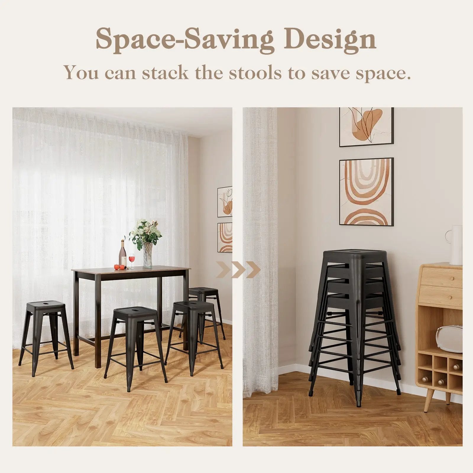 24 Inch Set of 4 Tolix Style Counter Height Barstool Stackable Chair by DirectDeals
