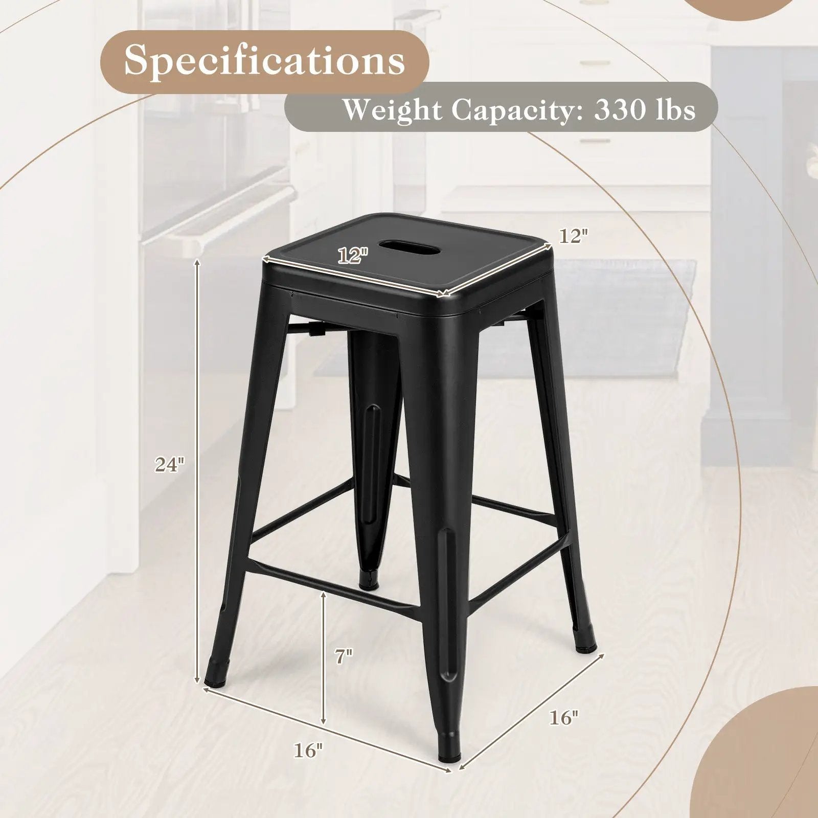 24 Inch Set of 4 Tolix Style Counter Height Barstool Stackable Chair by DirectDeals
