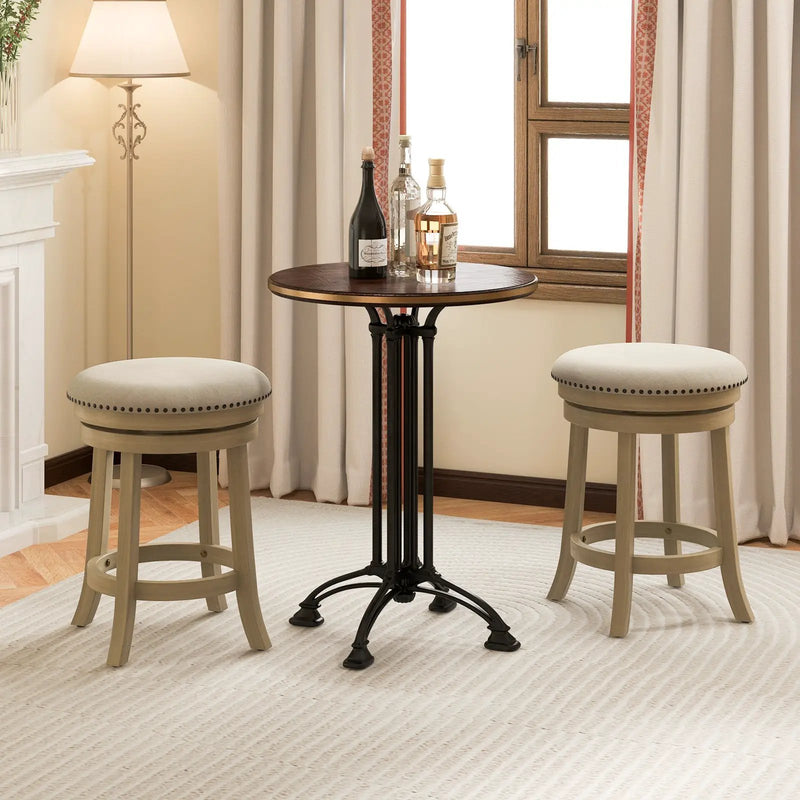 24/26 Inches Swivel Bar Stools Set of 2 wth Wooden Frame by DirectDeals