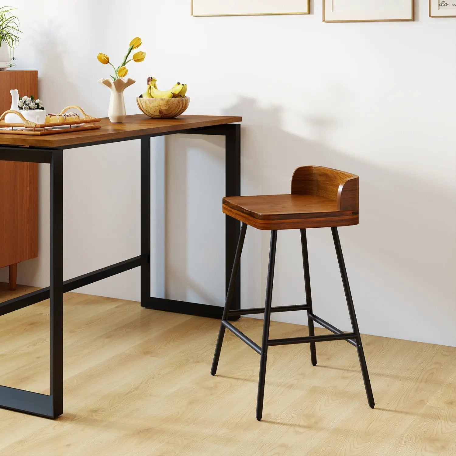 24" Bar Stool with Low Back and Footrest - Walnut by DirectDeals