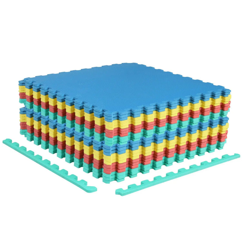 Interlocking EVA Foam Floor Tiles 24-Pack with Borders by DirectDeals