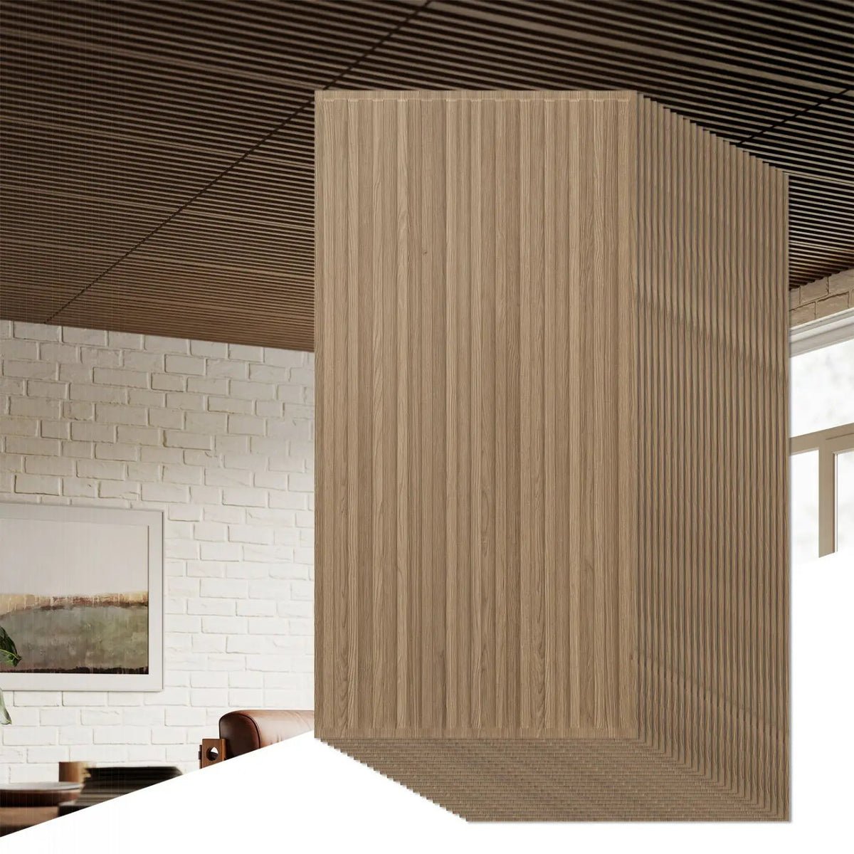 24-Pack PVC Slat Wall Panels for Interior Wall Decoration for Living Room and TV Background