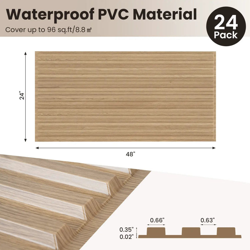 24-Pack PVC Slat Wall Panels for Interior Wall Decoration for Living Room and TV Background by DirectDeals