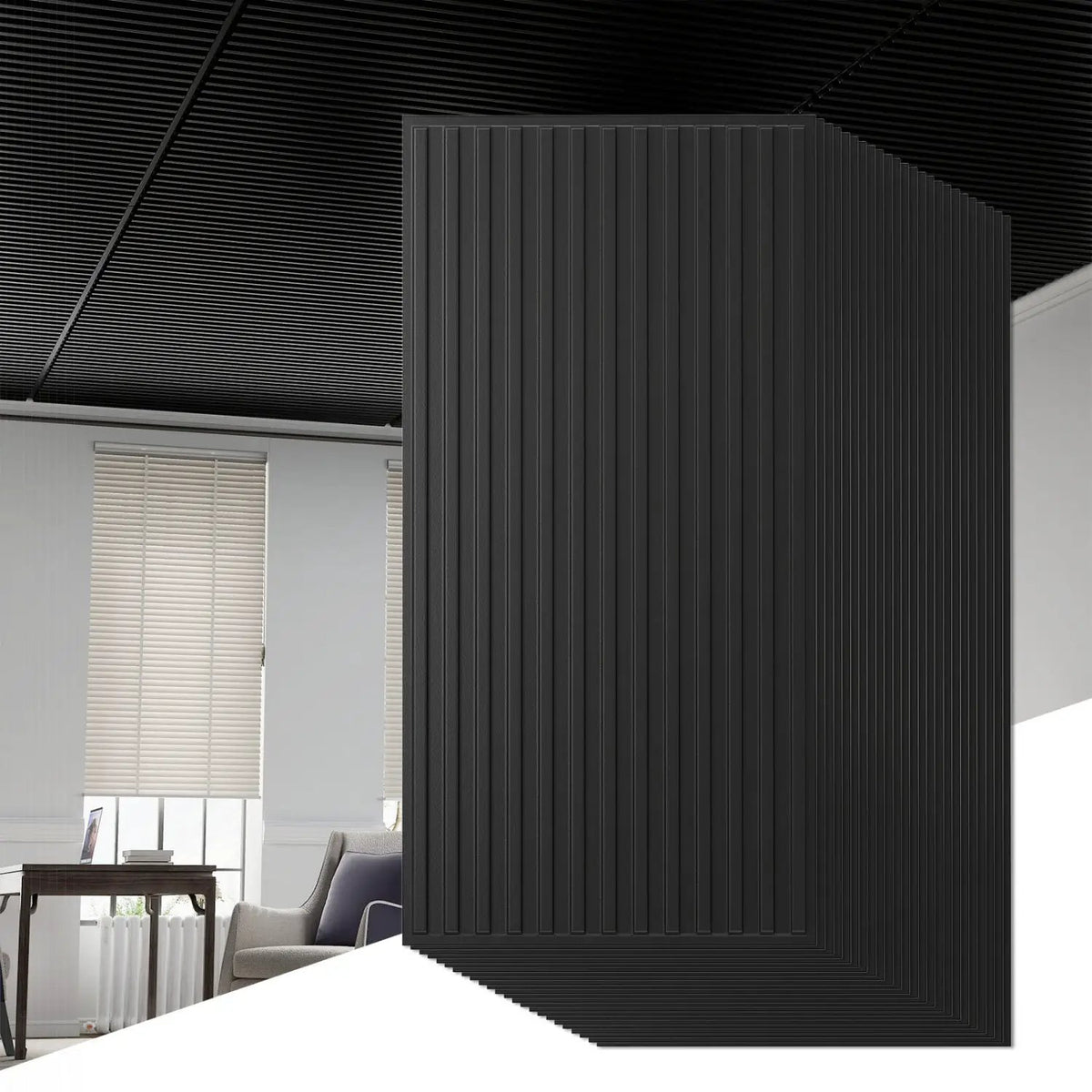 24-Pack PVC Slat Wall Panels for Interior Wall Decoration for Living Room and TV Background, photo 2 of 16