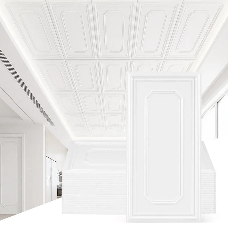 24 Pieces Ceiling Tiles Decorative PVC Ceiling Covering Panels by DirectDeals