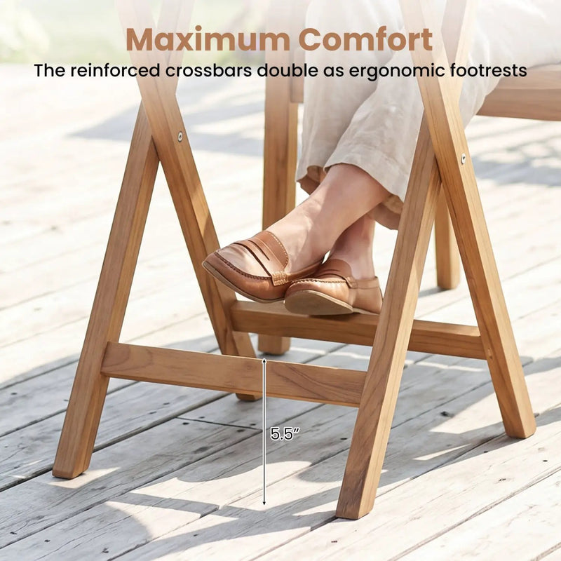 24" Round Teak Folding Bistro Table with Footrest by DirectDeals
