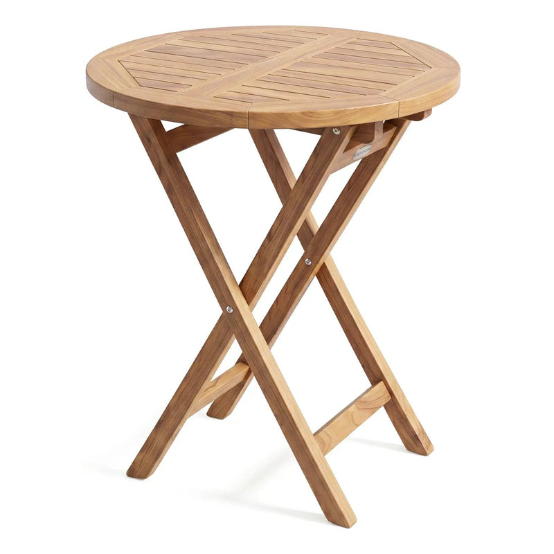 24" Round Teak Folding Bistro Table with Footrest by DirectDeals