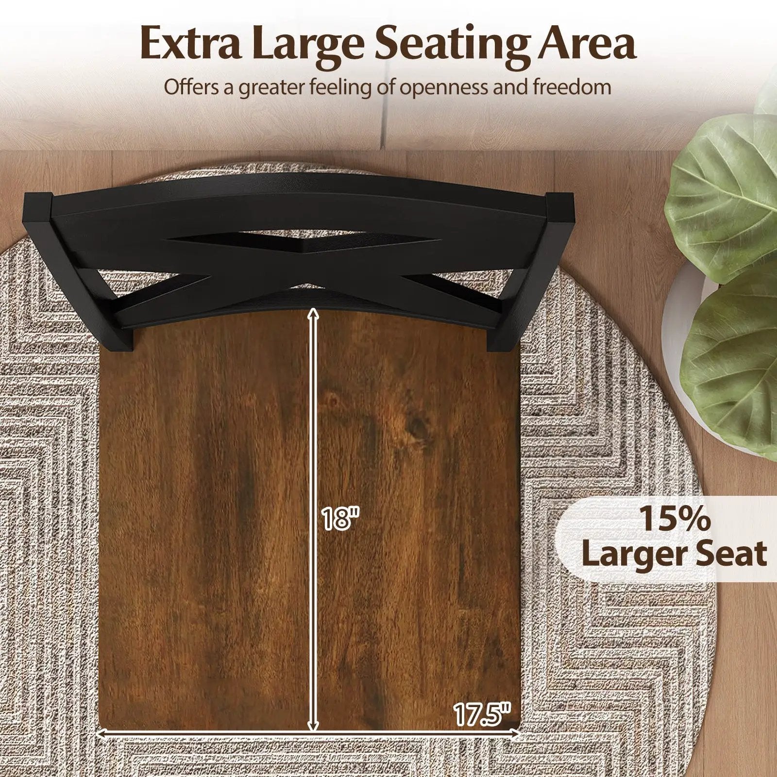 24" Rubberwood Swivel Barstools Set of 2 with Backrest and Large Seat by DirectDeals