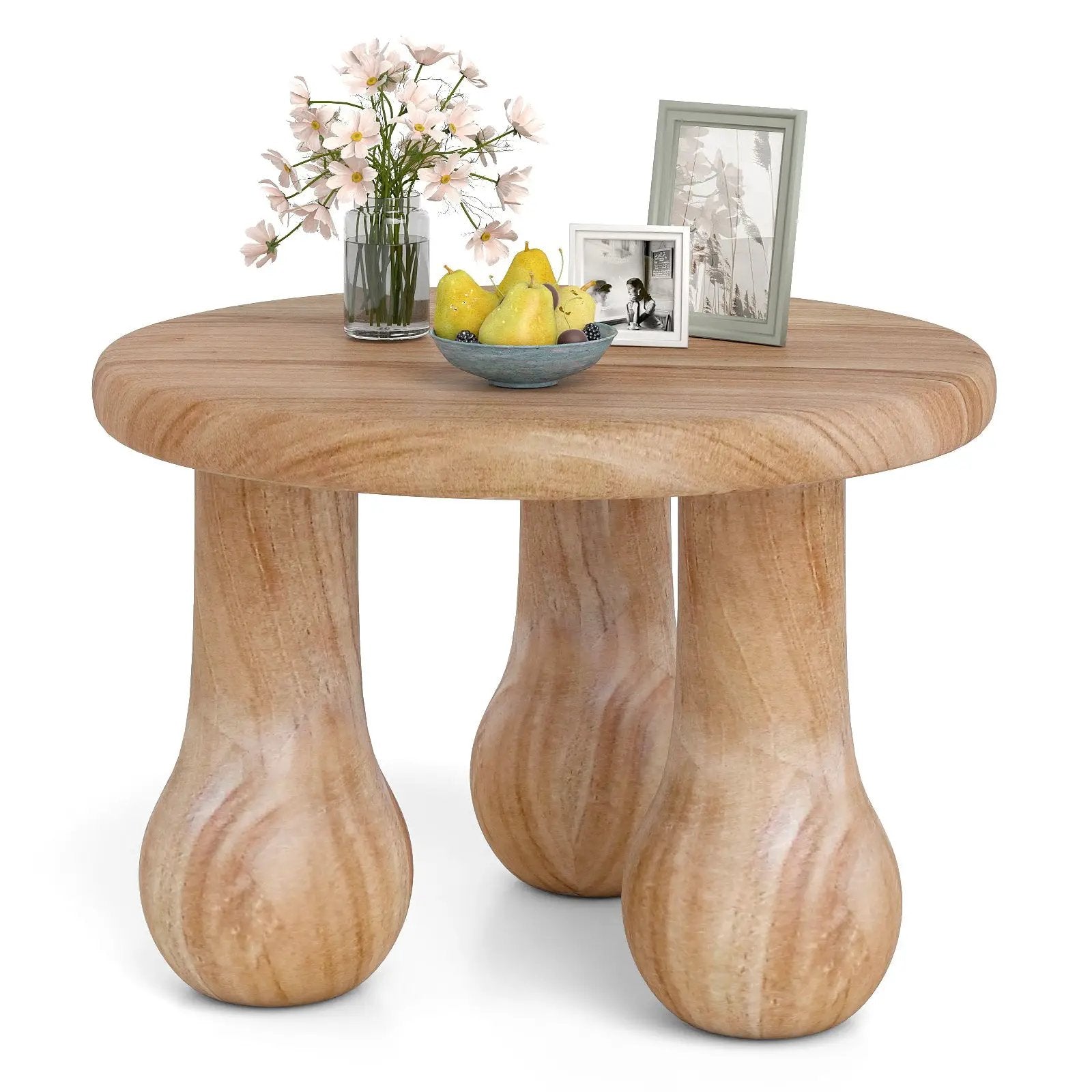 24" Small Solid Mahogany Wood Coffee Table with Thickened Top and Column Legs by DirectDeals