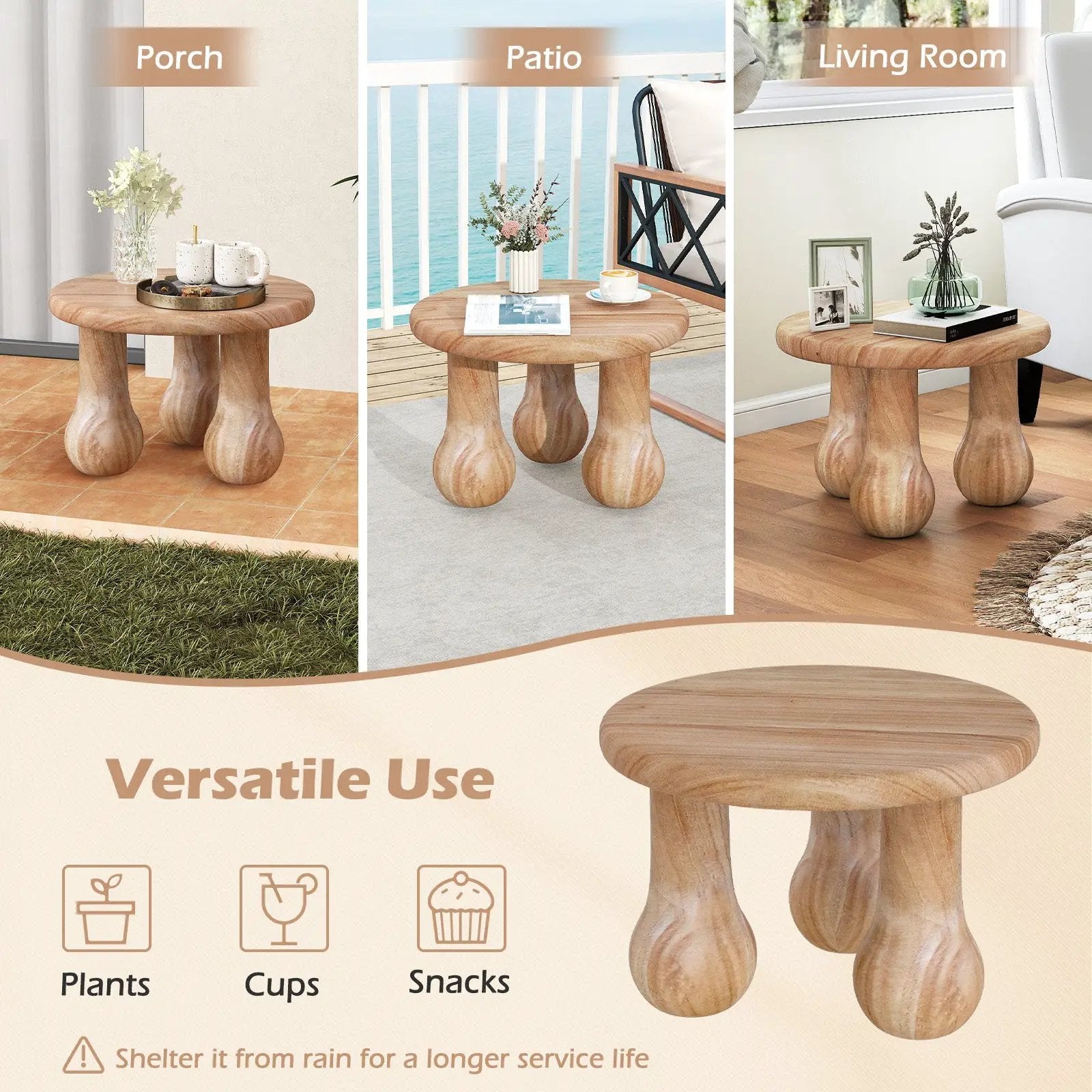 24" Small Solid Mahogany Wood Coffee Table with Thickened Top and Column Legs by DirectDeals