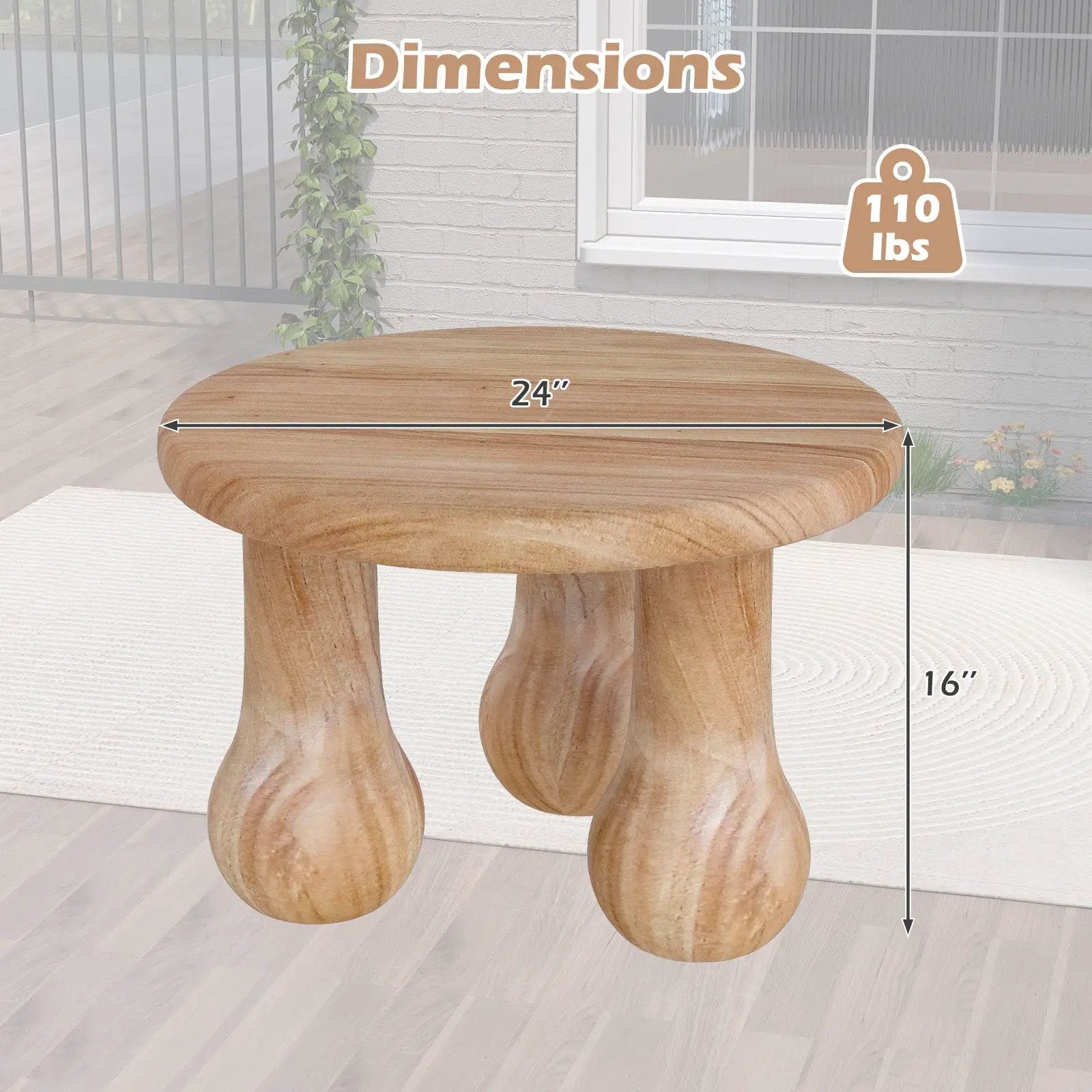 24" Small Solid Mahogany Wood Coffee Table with Thickened Top and Column Legs by DirectDeals