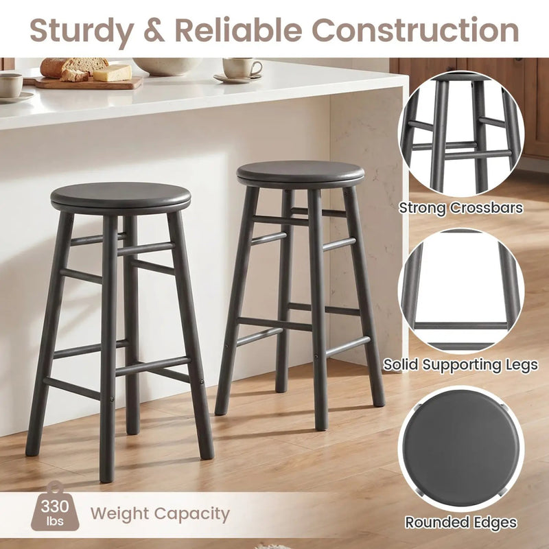 24" Swivel Bar Stools Set of 2 with Footrests by DirectDeals