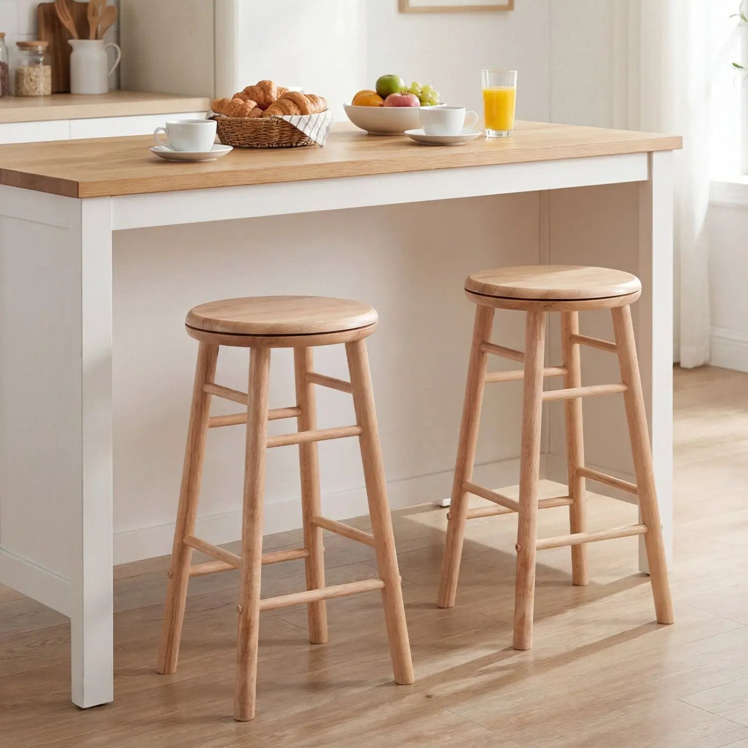24" Swivel Bar Stools Set of 2 with Footrests by DirectDeals