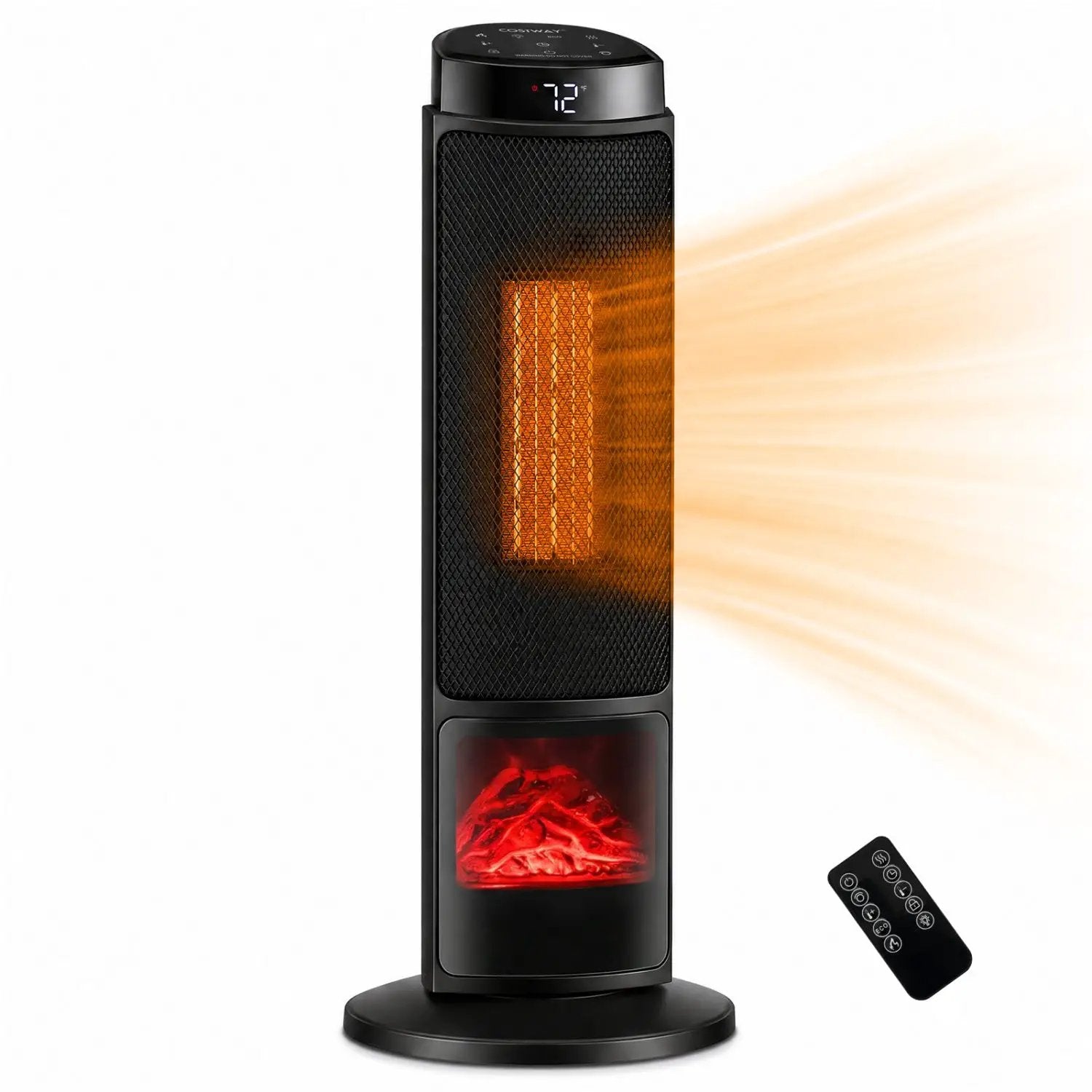 24-Inch PTC Ceramic Tower Space Heater with 7-Color Flame by DirectDeals