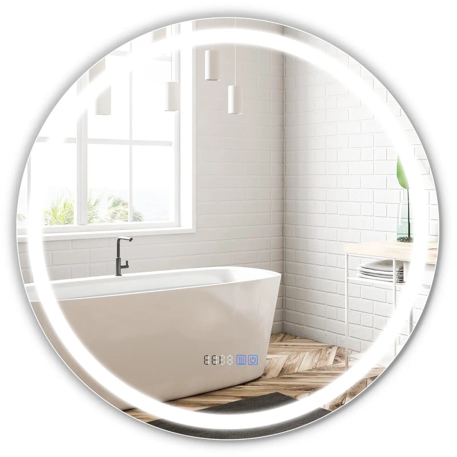 32 Inch Anti-Fog Bathroom Wall Mirror with 3-Color LED Lights by DirectDeals