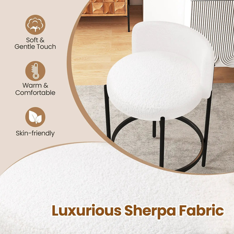 24 Inch Boucle Counter Stools Set of 2 with Curved Backrest by DirectDeals