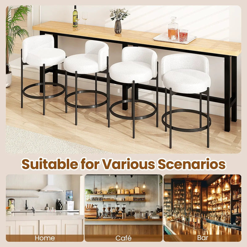 24 Inch Boucle Counter Stools Set of 2 with Curved Backrest by DirectDeals