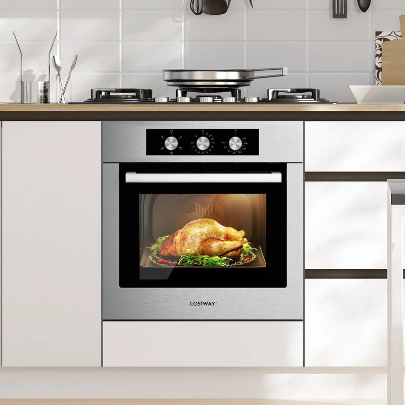 24 Inch Single Wall Oven 2.47Cu.ft with 5 Cooking Modes-Silver by DirectDeals